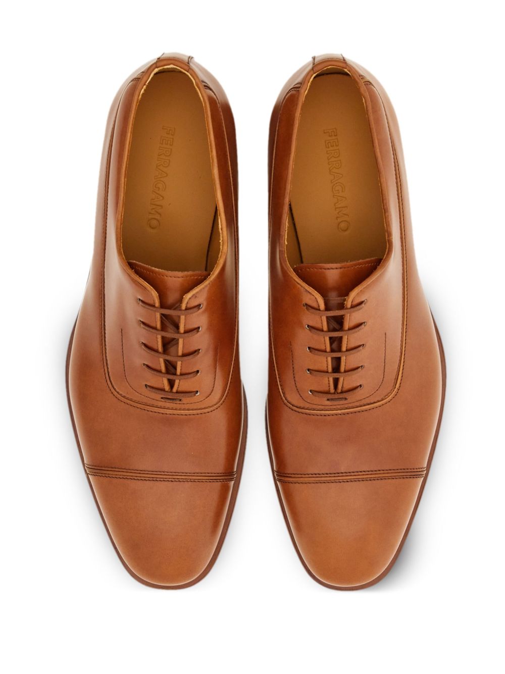 Ferragamo Classic Tan Cap-Toe Oxford Shoes