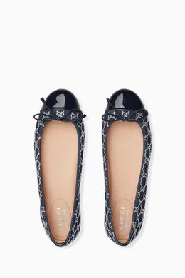 GG Crystal Ballet Flats in Denim