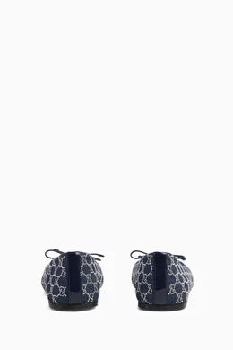 GG Crystal Ballet Flats in Denim