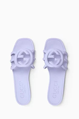 Gucci Interlocking G Pink Slide Sandals