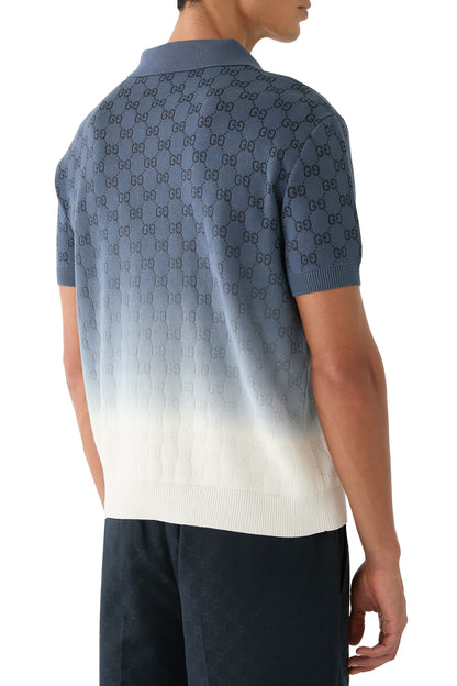 GG Cotton Knit Jacquard Polo Shirt
