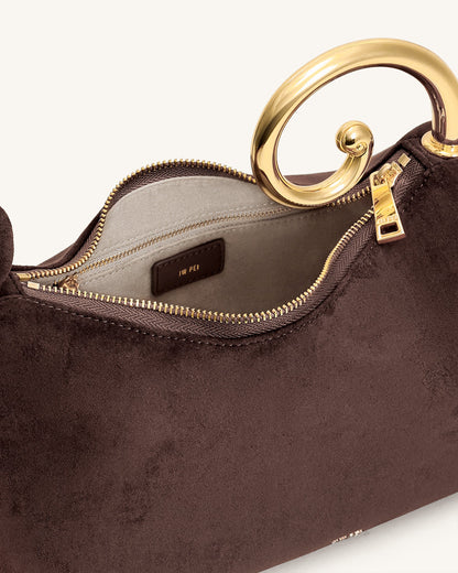 Nell Fringe Hardware Top Handle Bag - Deep Brown