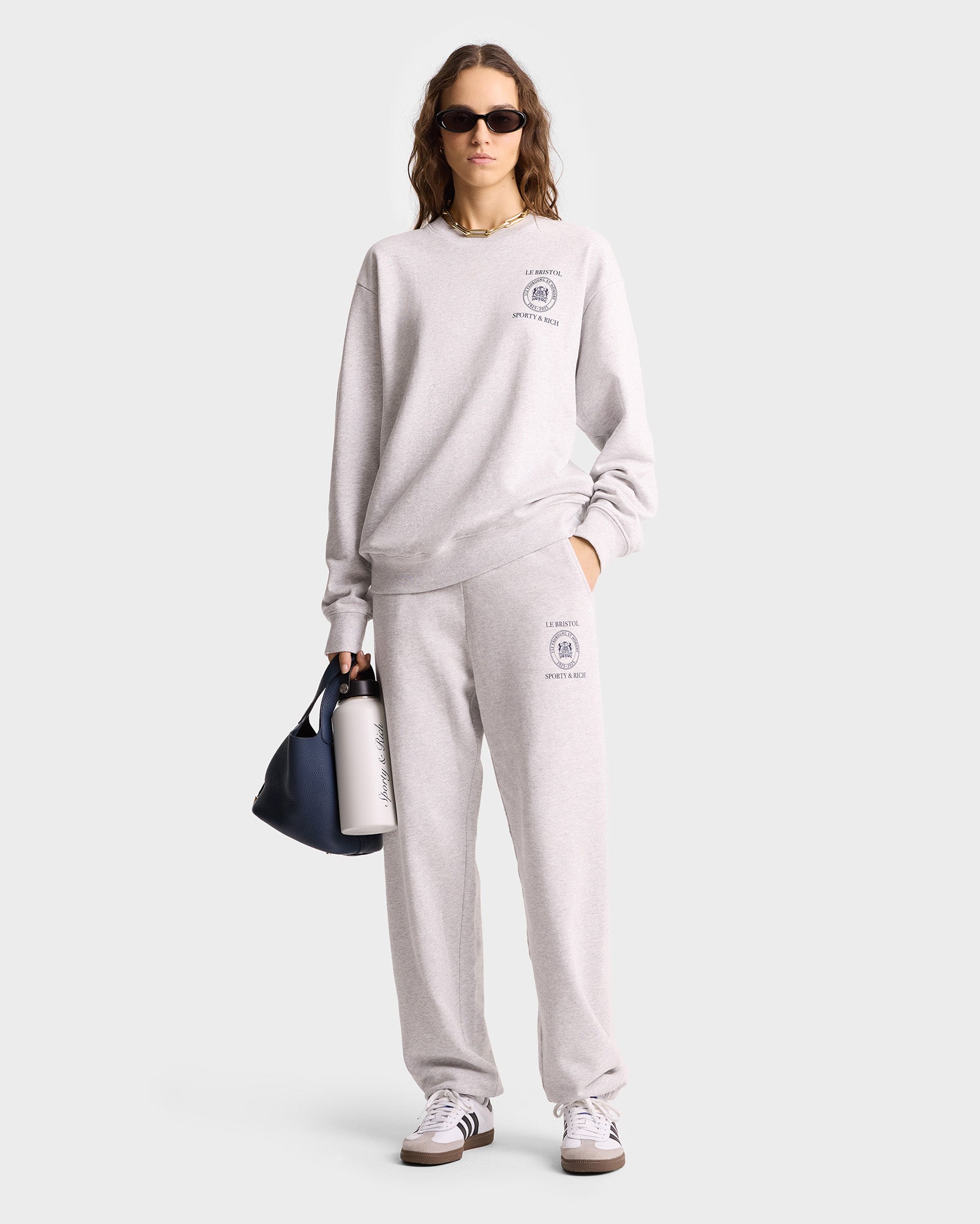 Crest Seal 100th Crewneck - Heather Gray/Navy