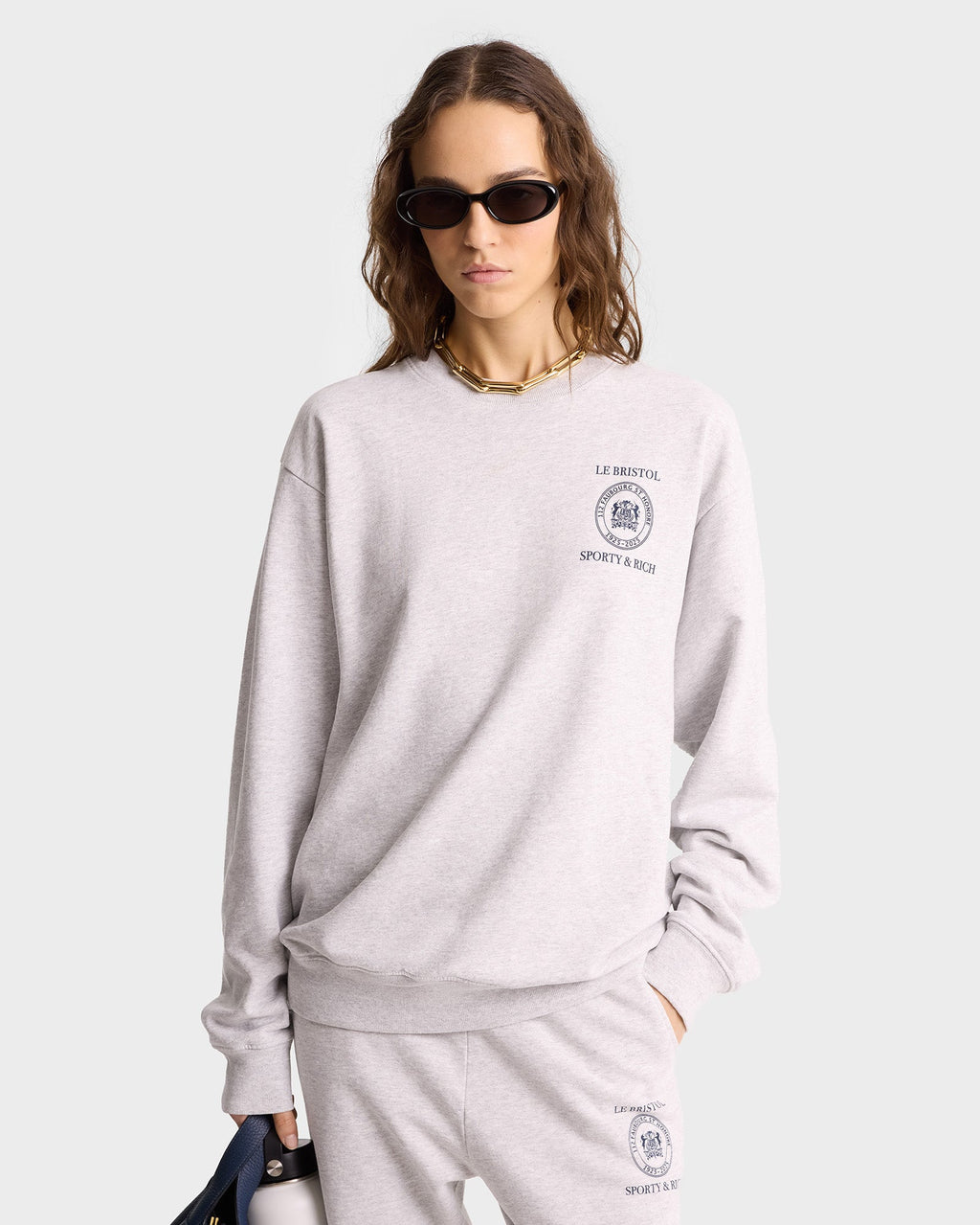 Crest Seal 100th Crewneck - Heather Gray/Navy