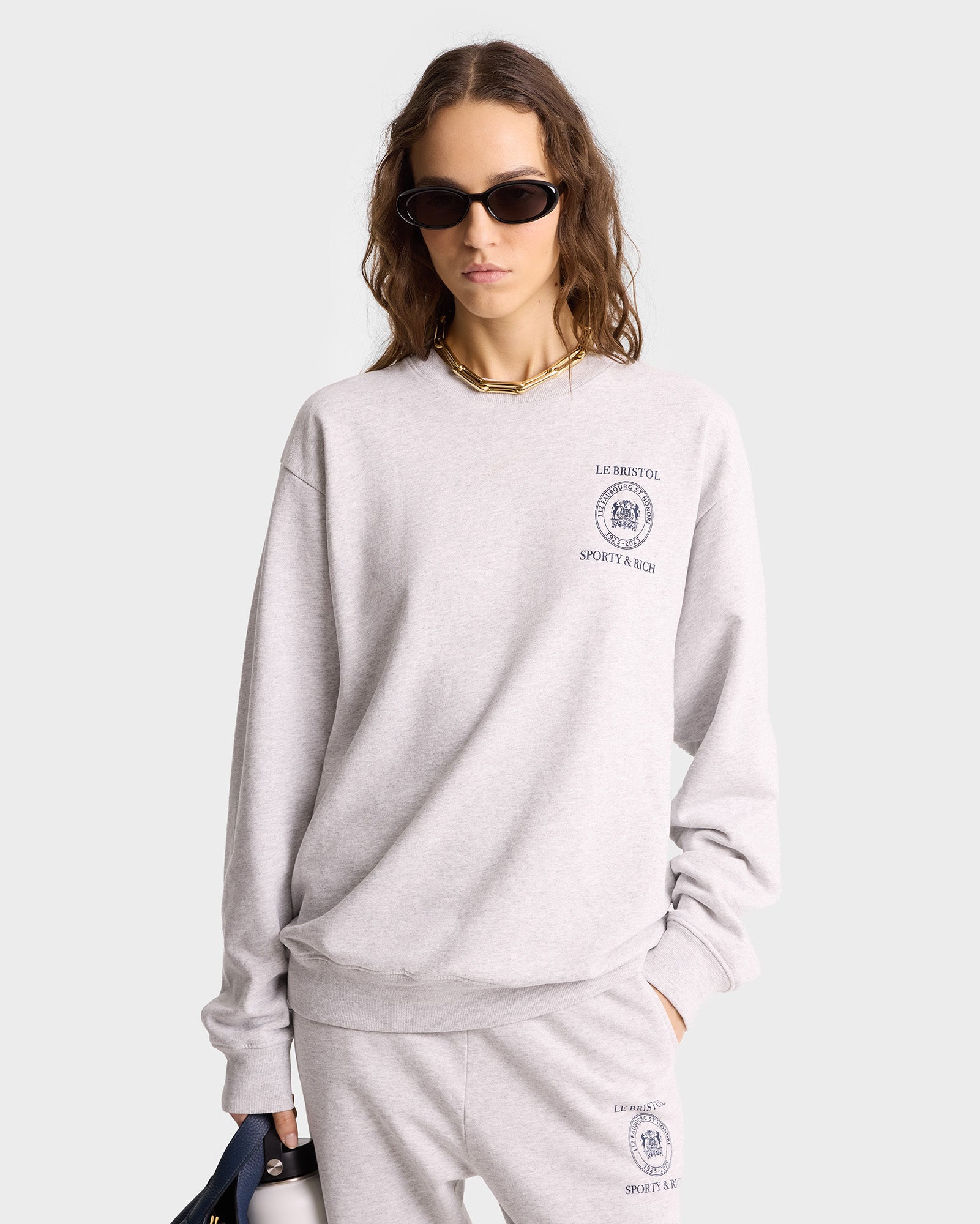 Crest Seal 100th Crewneck - Heather Gray/Navy