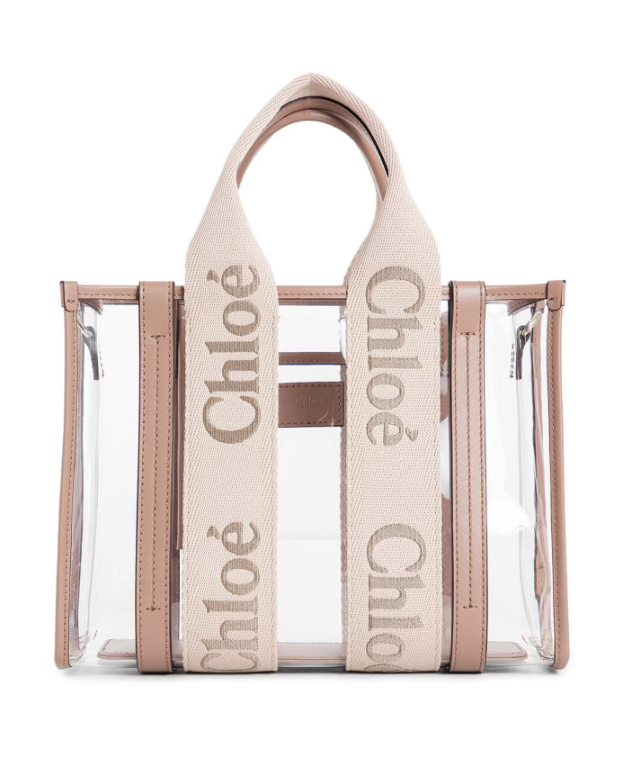 Beige Leather Trim Shoulder Bag