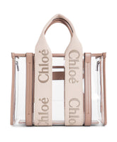 Beige Leather Trim Shoulder Bag