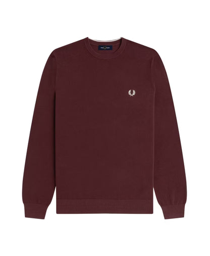 Fred Perry Burgundy Cotton Pullover Sweater