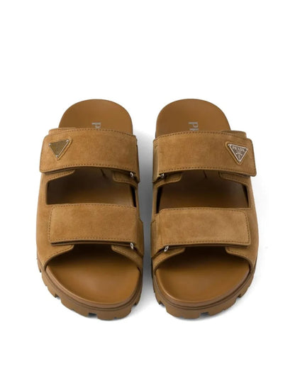 Prada Men's Brown Suede Band Sandals