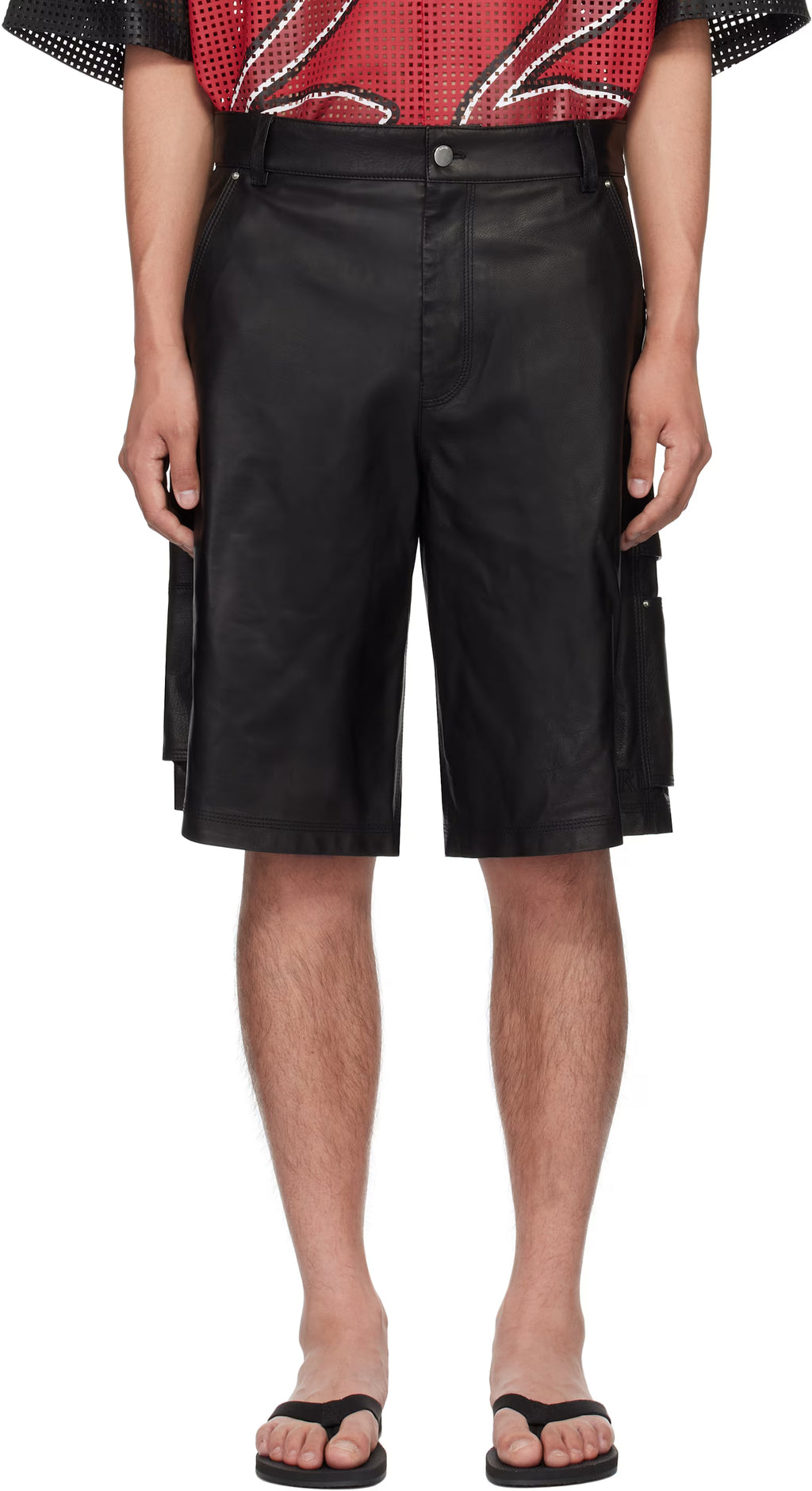 Black MA Leather Carpenter Shorts