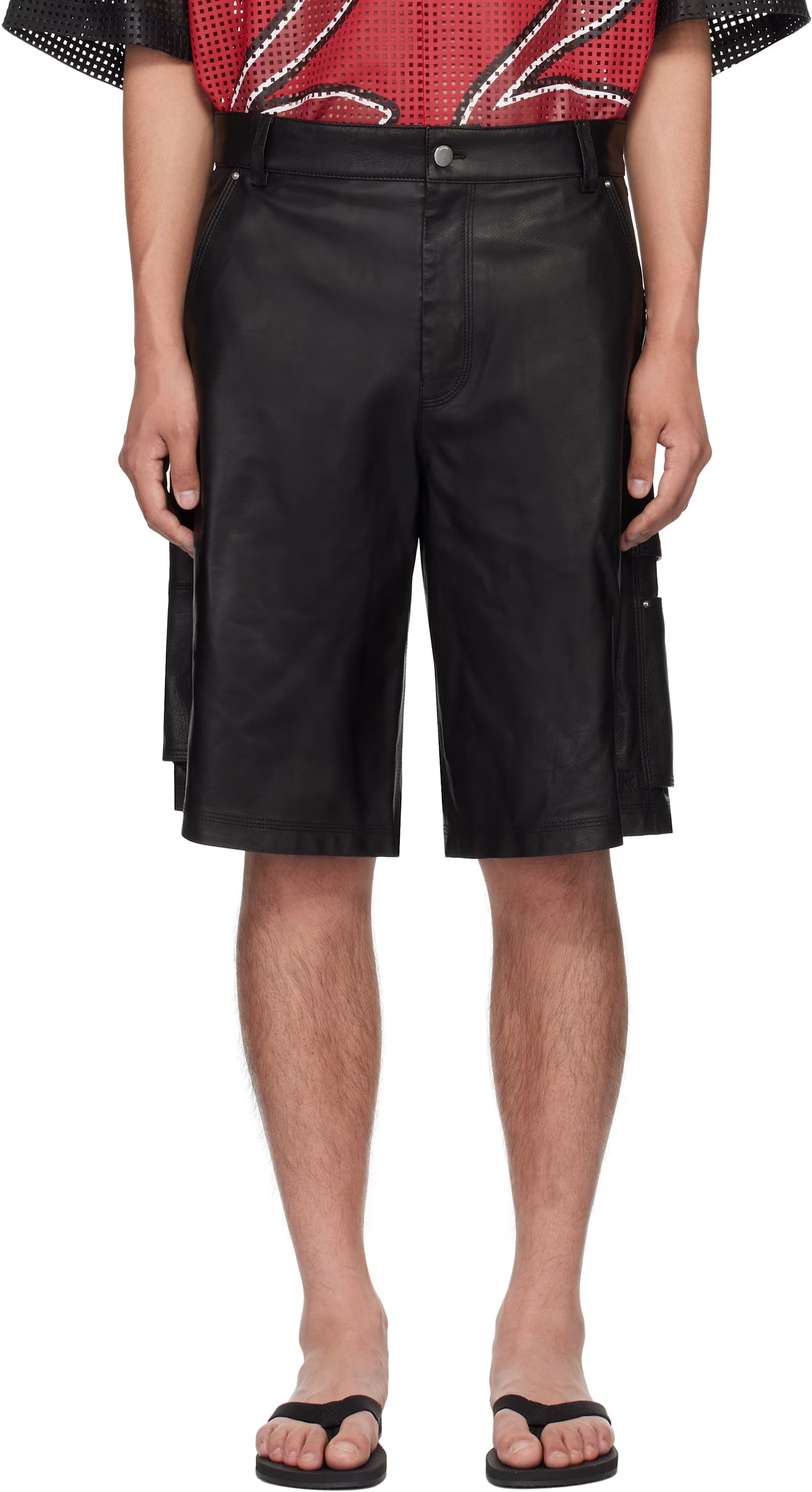 Black MA Leather Carpenter Shorts