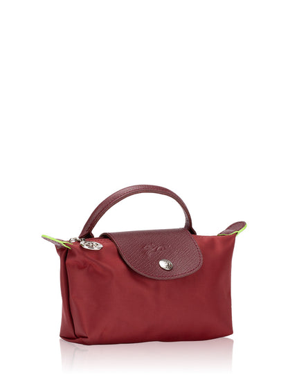 Longchamp Le Pliage Red Pouch With Handle Chestnut