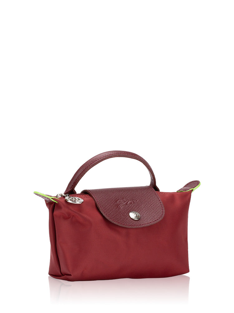 Longchamp Le Pliage Red Pouch With Handle Chestnut