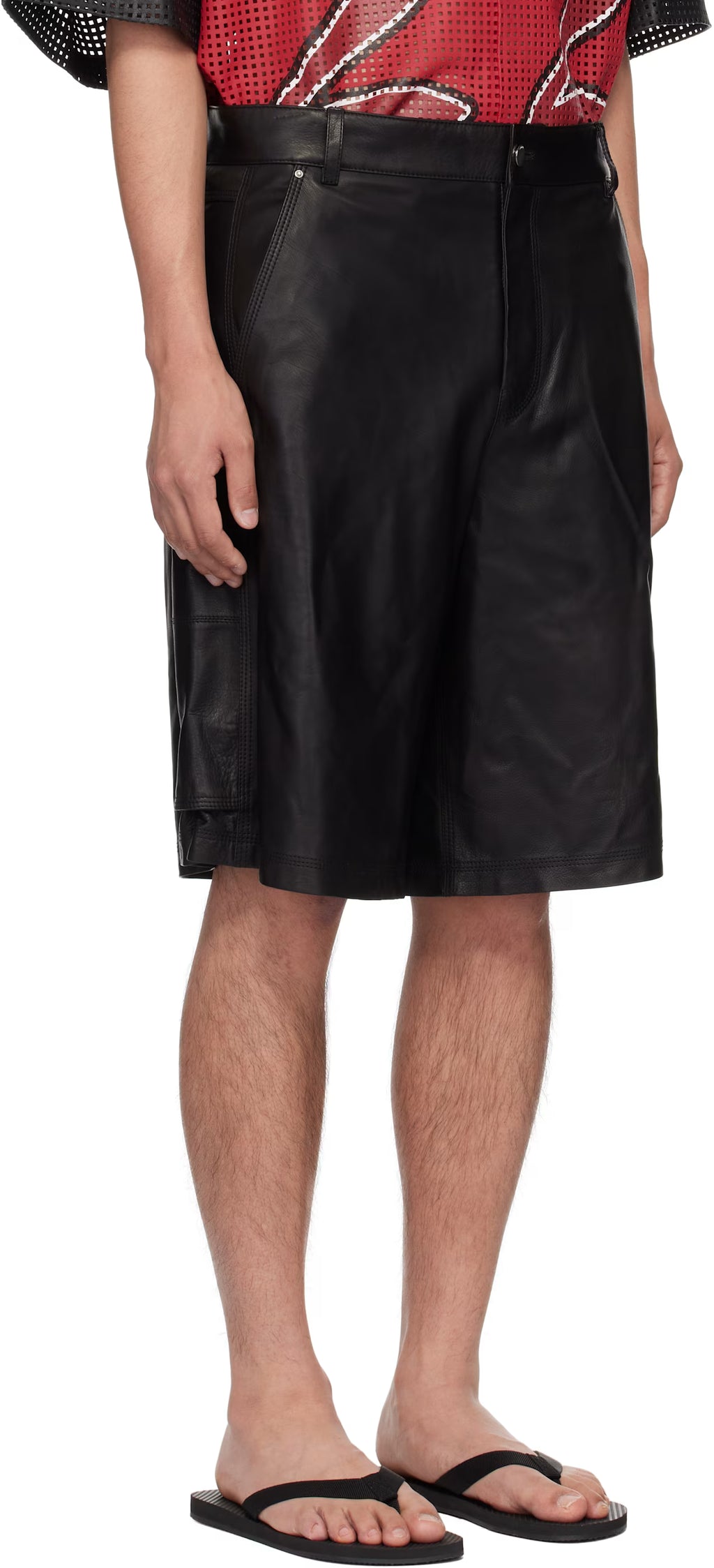 Black MA Leather Carpenter Shorts