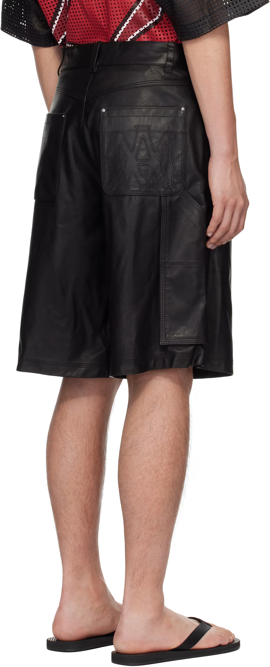 Black MA Leather Carpenter Shorts