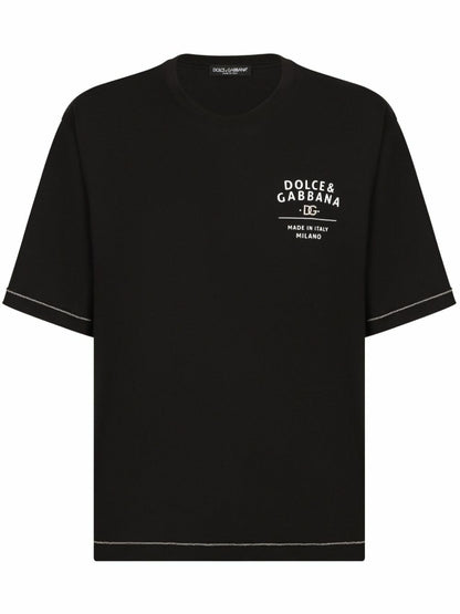 Dolce & Gabbana Black Logo-Print Cotton T-Shirt