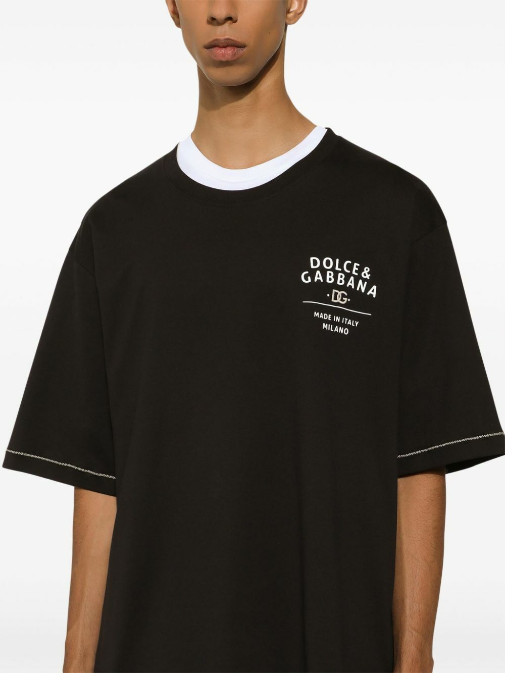 Dolce & Gabbana Black Logo-Print Cotton T-Shirt