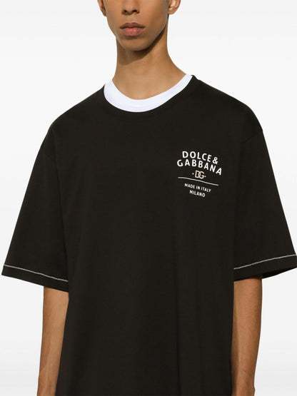Dolce & Gabbana Black Logo-Print Cotton T-Shirt