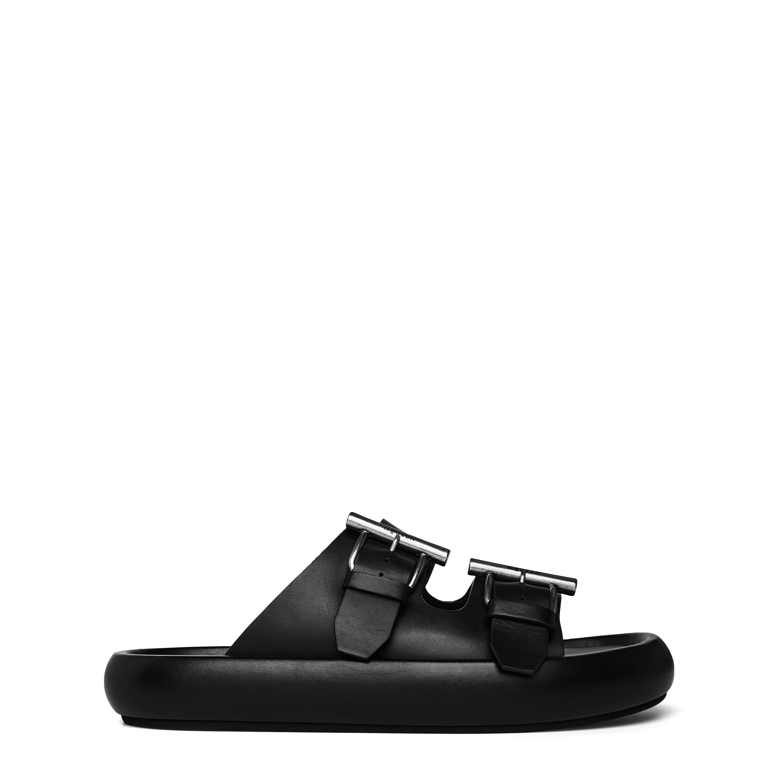 Leather Double Buckle Sandals