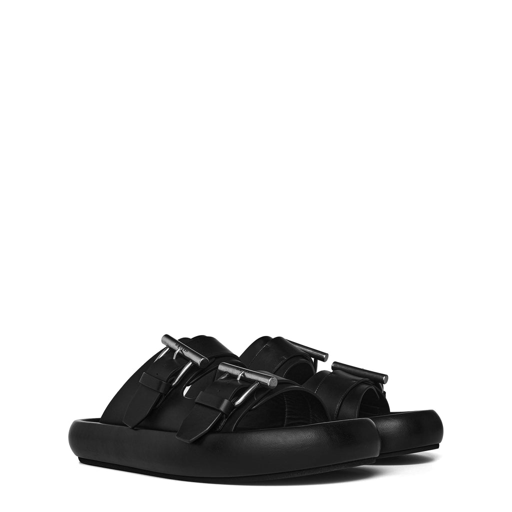 Leather Double Buckle Sandals