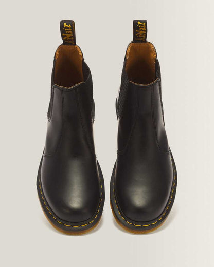 2976 Yellow Stitch Smooth Leather Chelsea Boots — Black