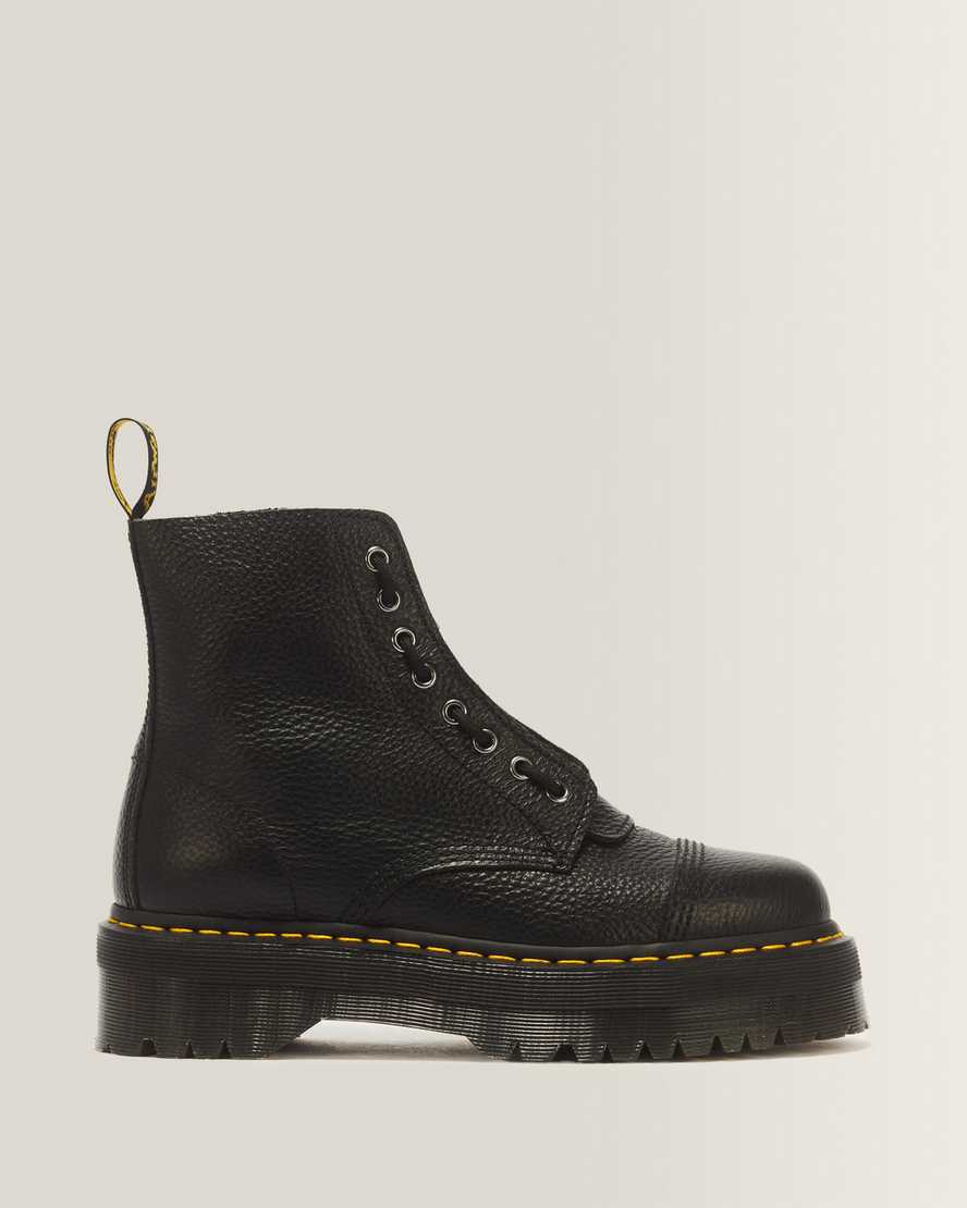 Sinclair Milled Nappa Leather Platform Boots — BLACK MILLED NAPPA
