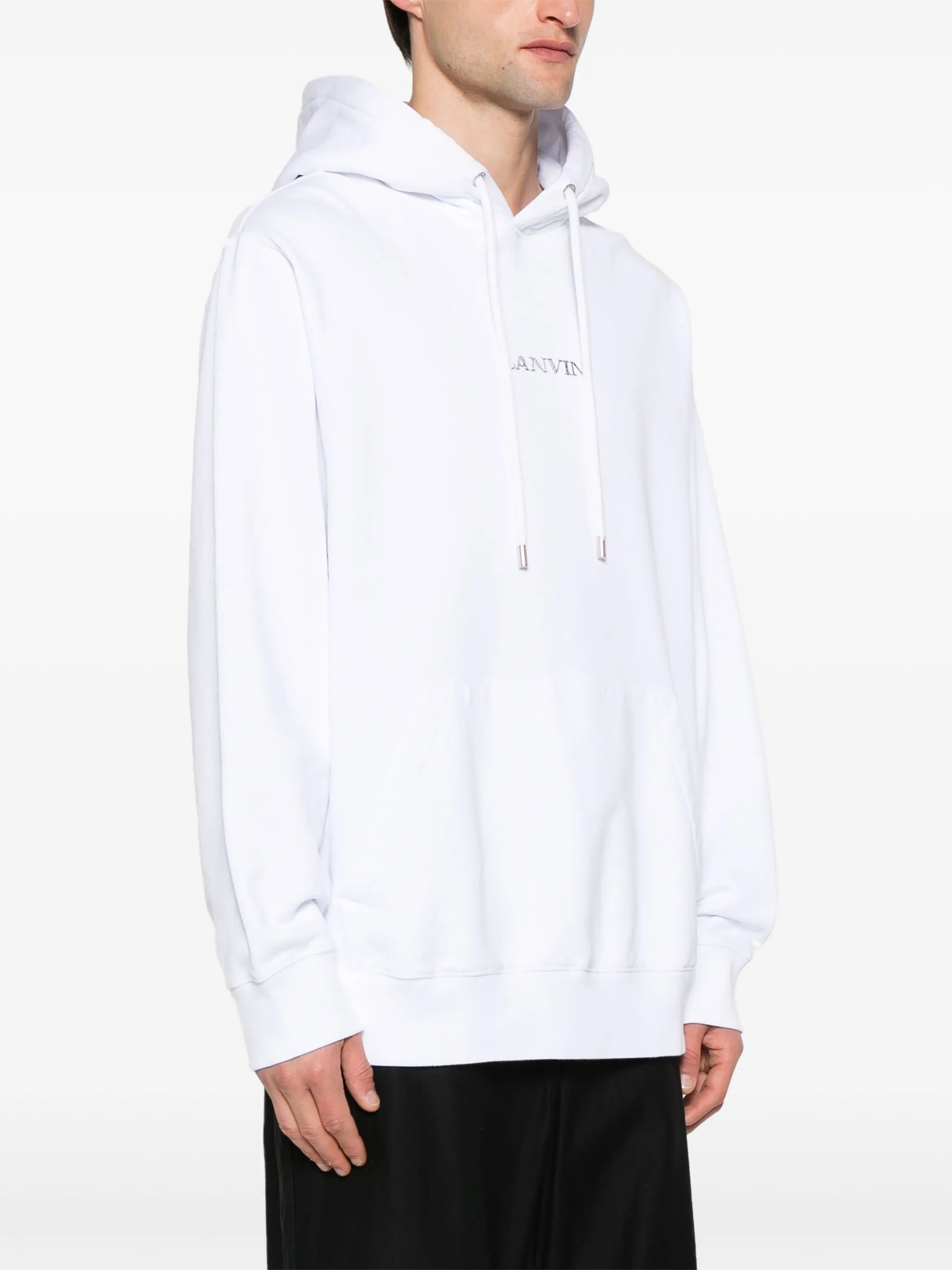 Lanvin Paris Loose Fit Logo Hoodie in White