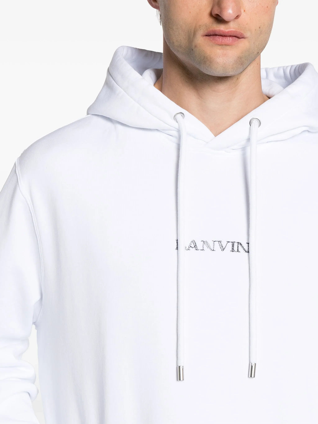 Lanvin Paris Loose Fit Logo Hoodie in White