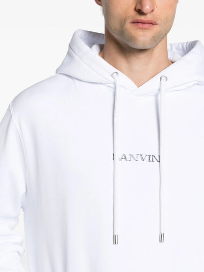Lanvin Paris Loose Fit Logo Hoodie in White