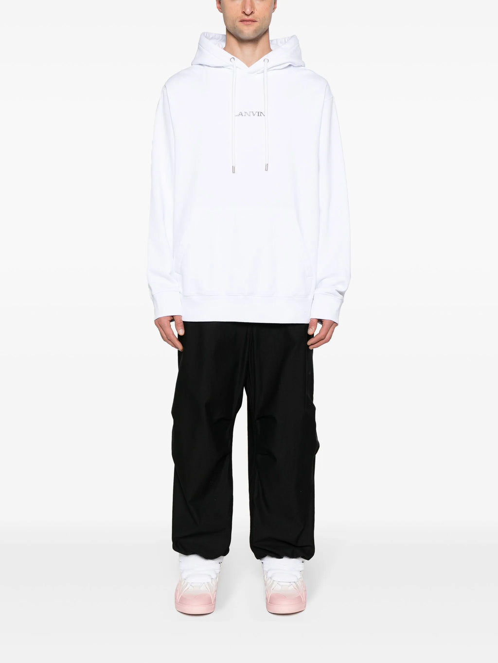 Lanvin Paris Loose Fit Logo Hoodie in White
