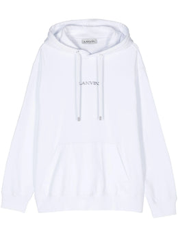 Lanvin Paris Loose Fit Logo Hoodie in White