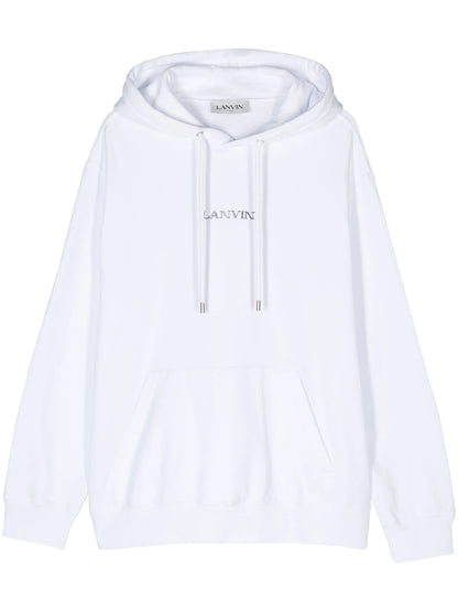 Lanvin Paris Loose Fit Logo Hoodie in White