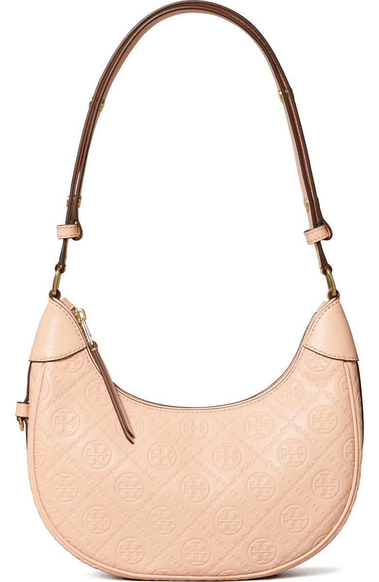 T-Monogram Embossed Crescent Shoulder Bag