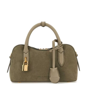 Grey Suede Handbag with Adjustable Strap