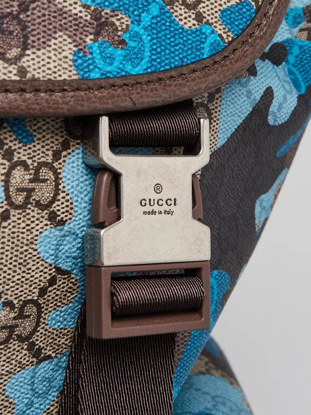 GG Camo Print Coated Canvas Ophidia Large Backpack Bag