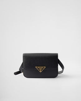 Saffiano leather flap shoulder bag
