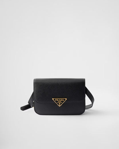 Saffiano leather flap shoulder bag