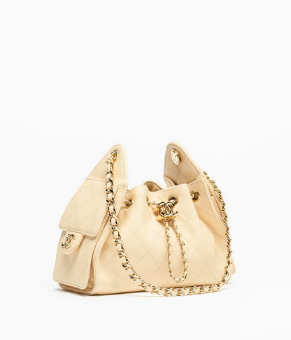 CHANEL 25 Mini Handbag Grained Calfskin & Gold-Tone Metal  Ecru