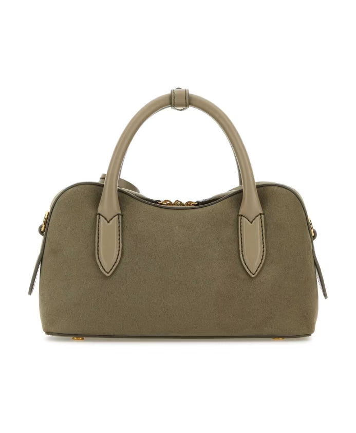 Grey Suede Handbag with Adjustable Strap