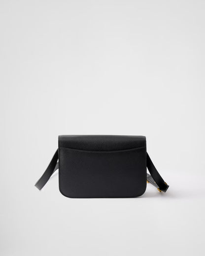 Saffiano leather flap shoulder bag