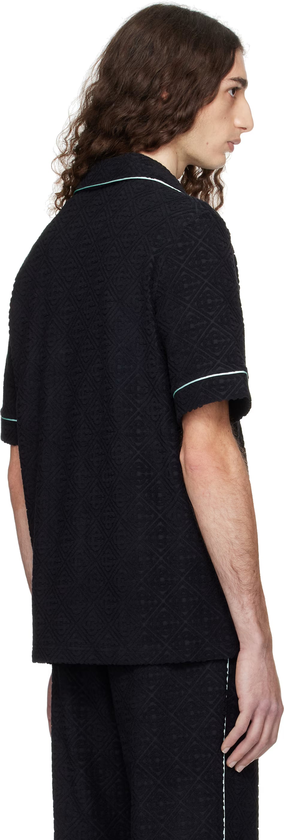 Black Monogram Jacquard Towelling Short Sleeve Shirt