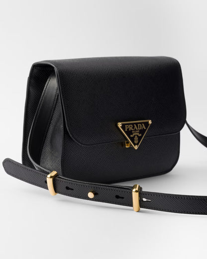 Saffiano leather flap shoulder bag