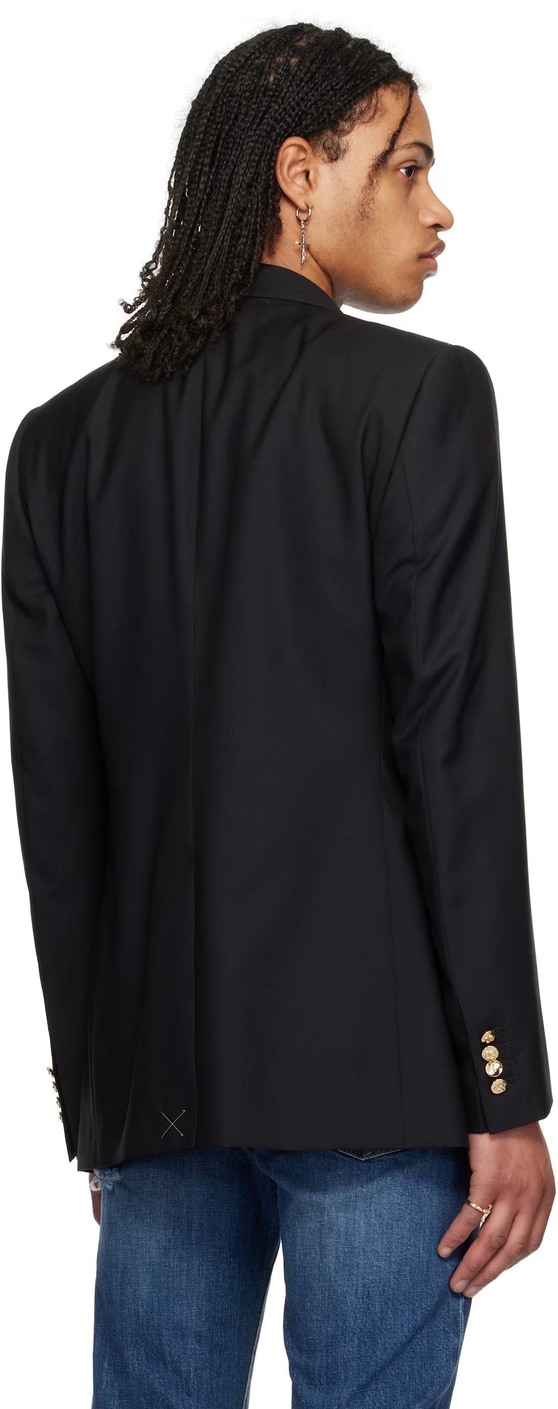 Dolce&Gabbana Black Patch Single-Breasted Wool & Silk Blazer