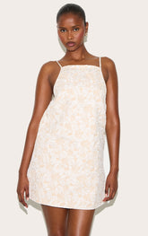 Pale Pink Floral Jacquard A Line Shift Dress