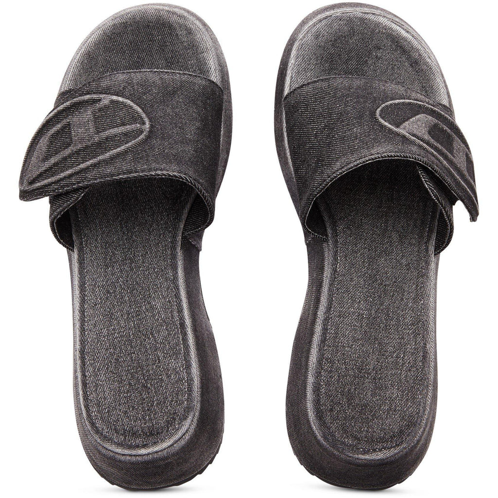 Women's Denim Slide Flat Sandals