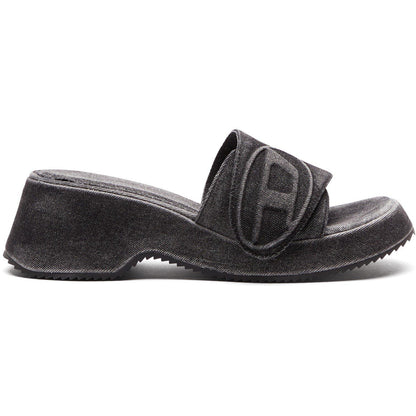 Women's Denim Slide Flat Sandals