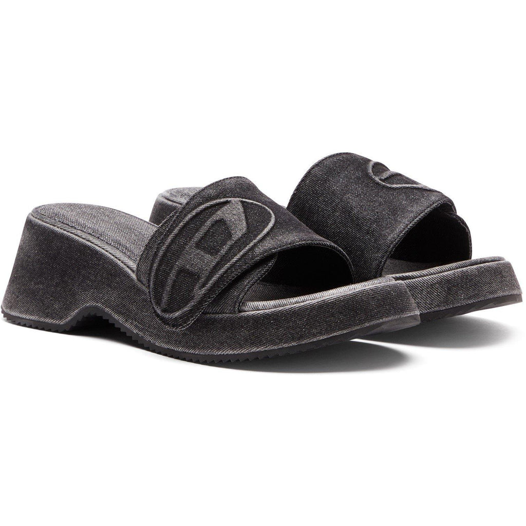 Women's Denim Slide Flat Sandals