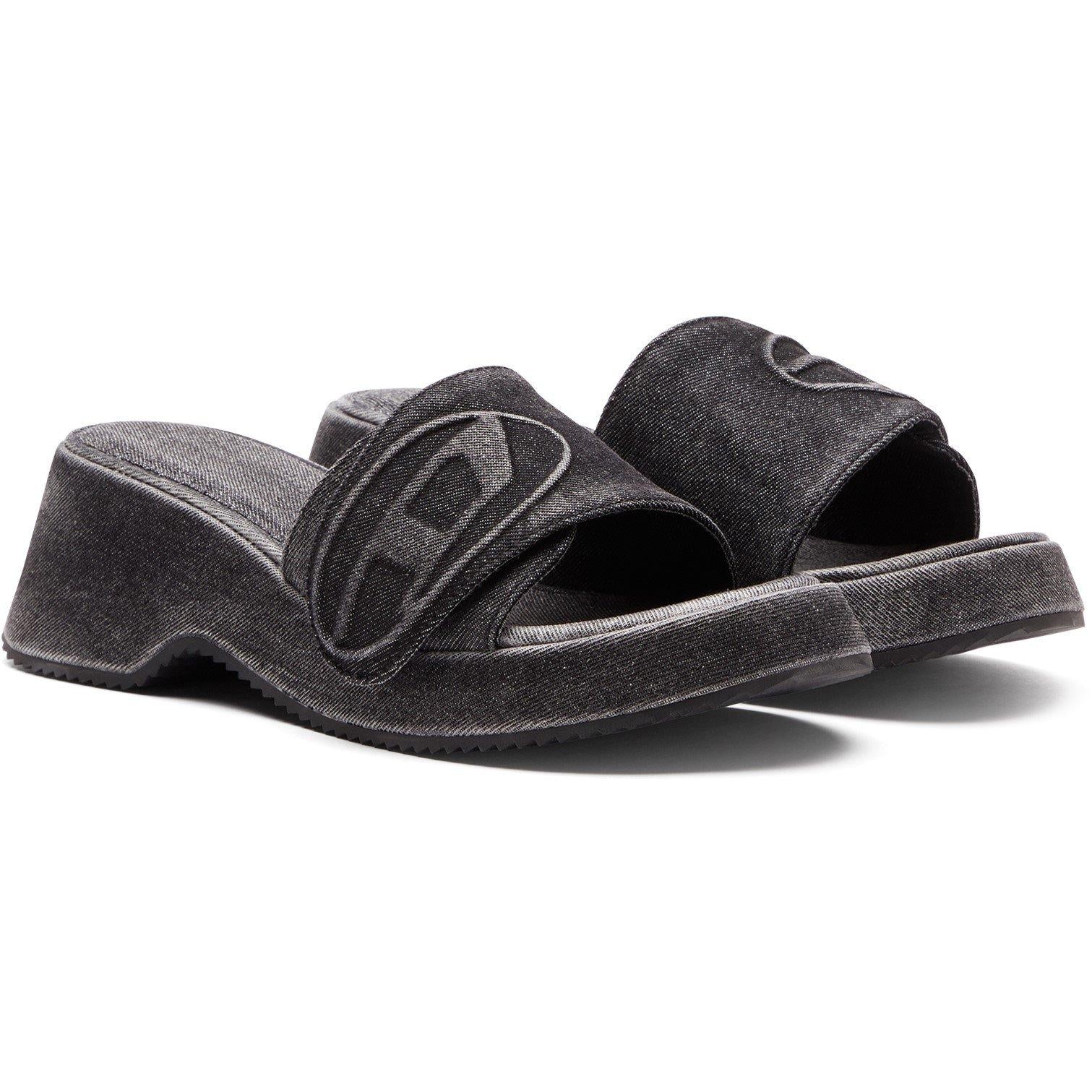 Women's Denim Slide Flat Sandals