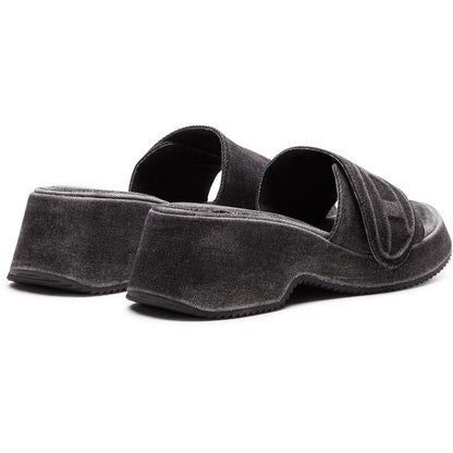 Women's Denim Slide Flat Sandals