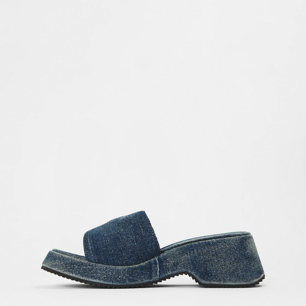 Women's Denim Slide Flat Sandals